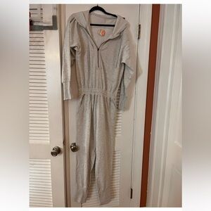 FP Movement by Free People Light Gray Hooded Jumpsuit